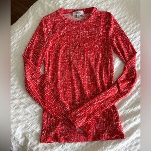 COS Red Textured-Pattern Long Sleeve Tee